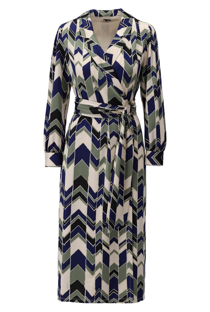 K-design - Maxi dress crossover met print en stoffen riem - What Els!