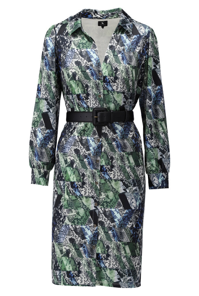 K-design - Midi dress met print en bijpassende riem - What Els!
