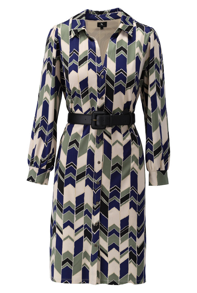 K-design - Midi dress met print en bijpassende riem - What Els!