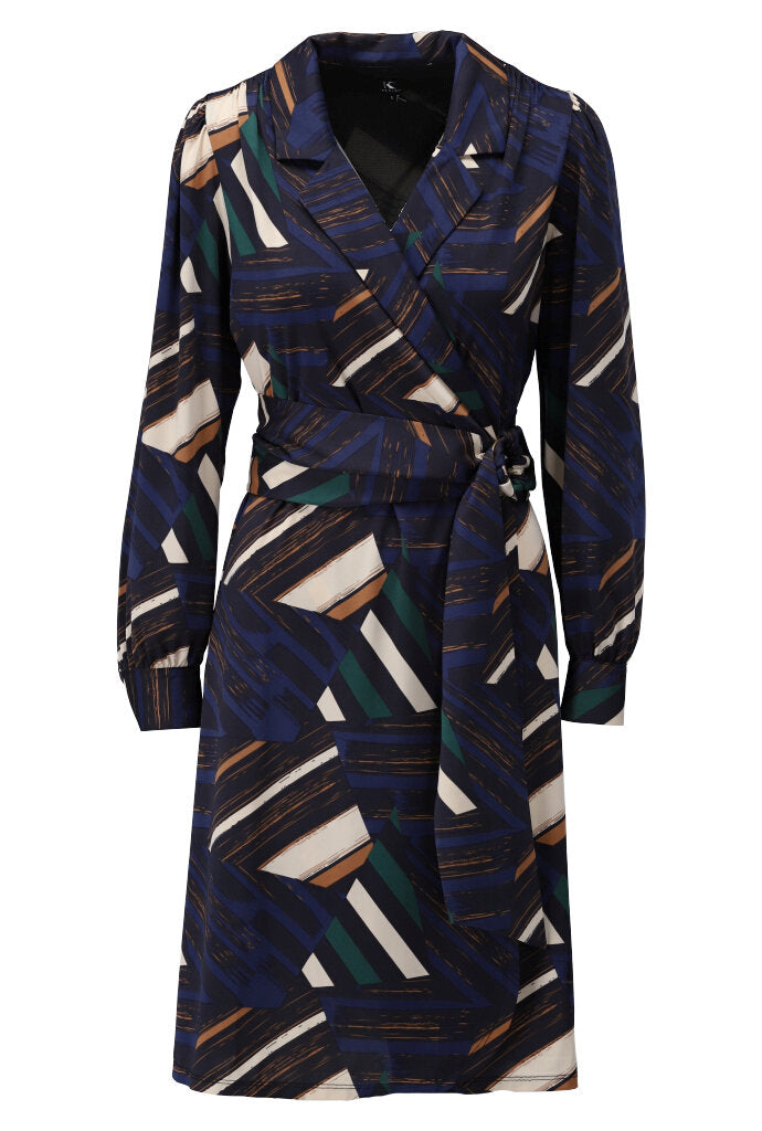 K-design - Mini dress crossover met print en stoffen riem - What Els!