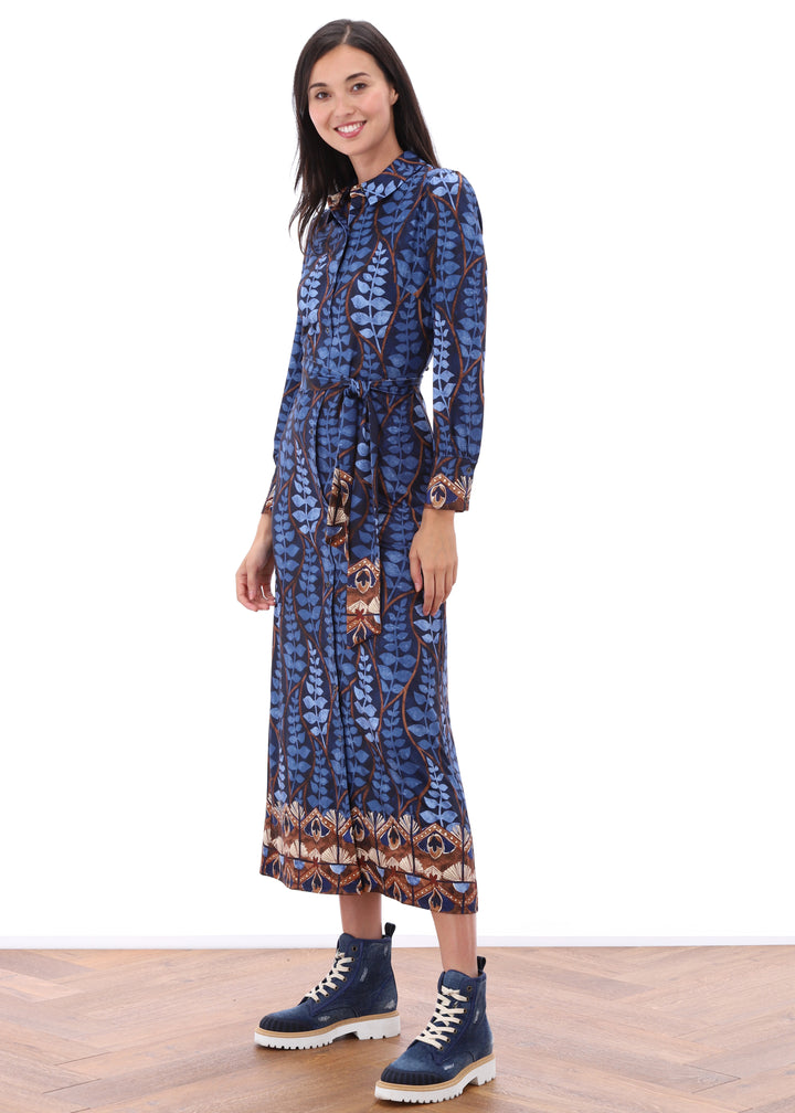 K-design - Maxi dress met print, knopen en stoffen riem - What Els!