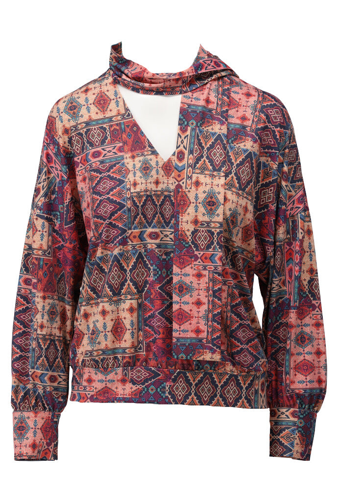 K-design - Top met print, V-hals en sjaaltje - What Els!