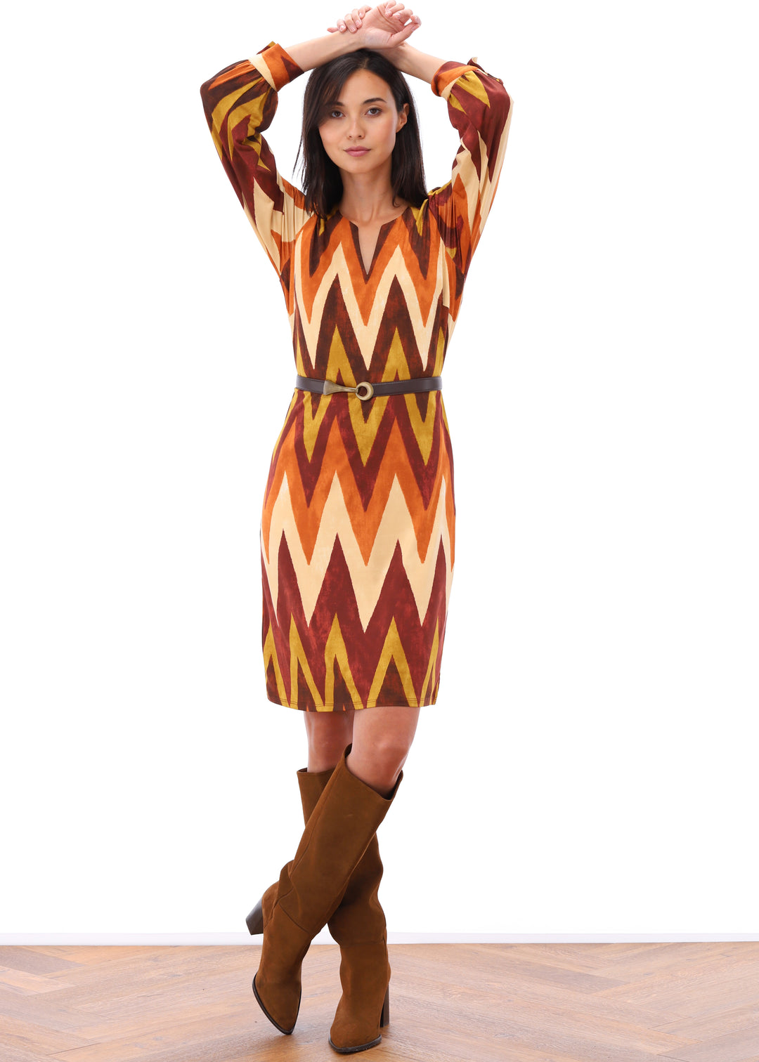 K-design - Mini dress met print en bijpassende riem - What Els!