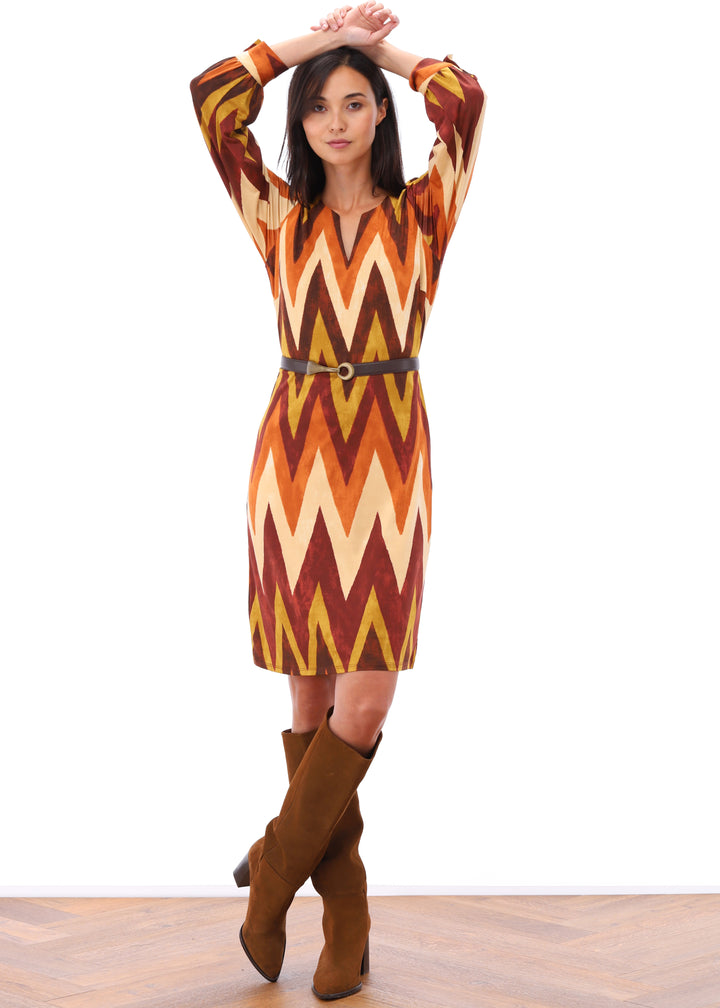 K-design - Mini dress met print en bijpassende riem - What Els!