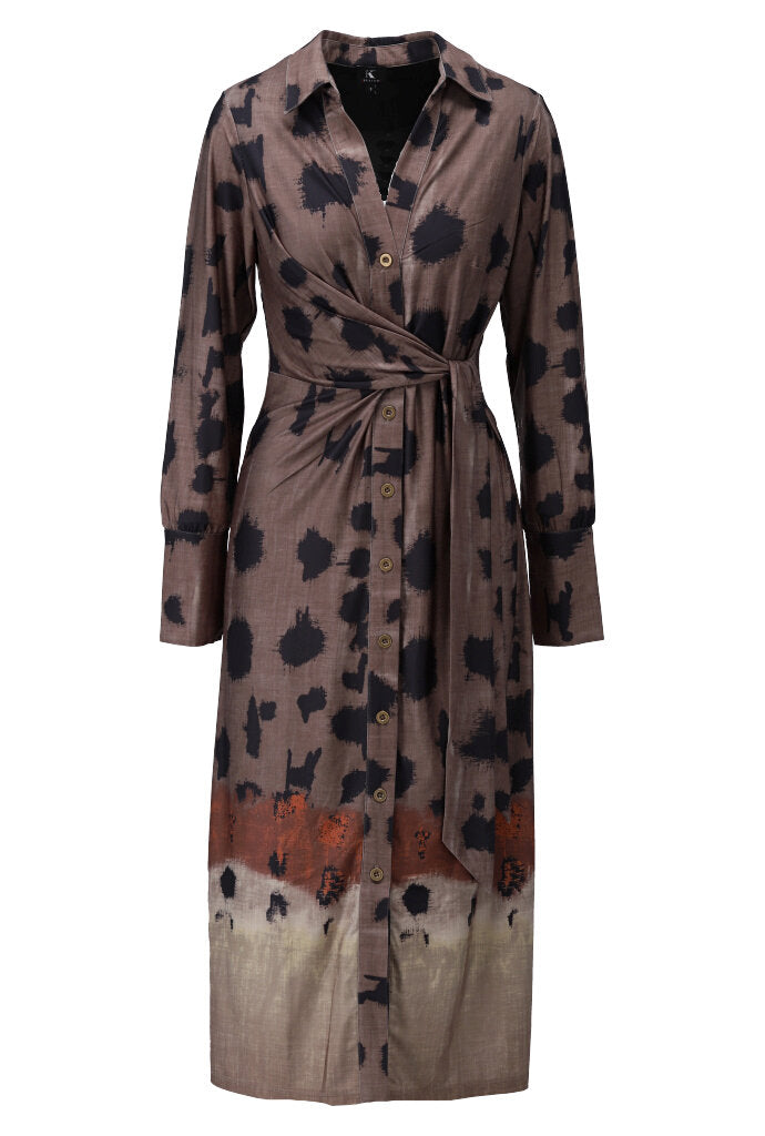K-design - Maxi dress met print, knopen en vast striklint - What Els!