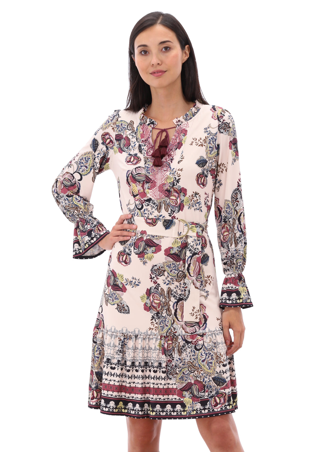 K-design - Mini dress met print en stoffen riem - What Els!