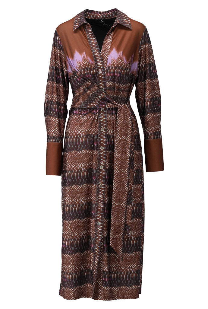 K-design - Maxi dress met print, knopen en vast striklint - What Els!