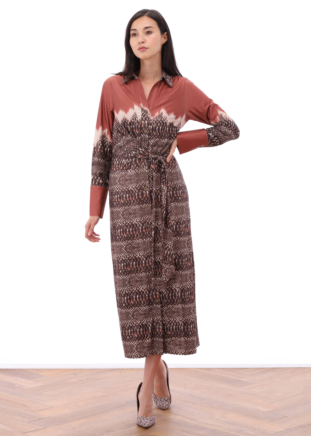 K-design - Maxi dress met print, knopen en vast striklint - What Els!