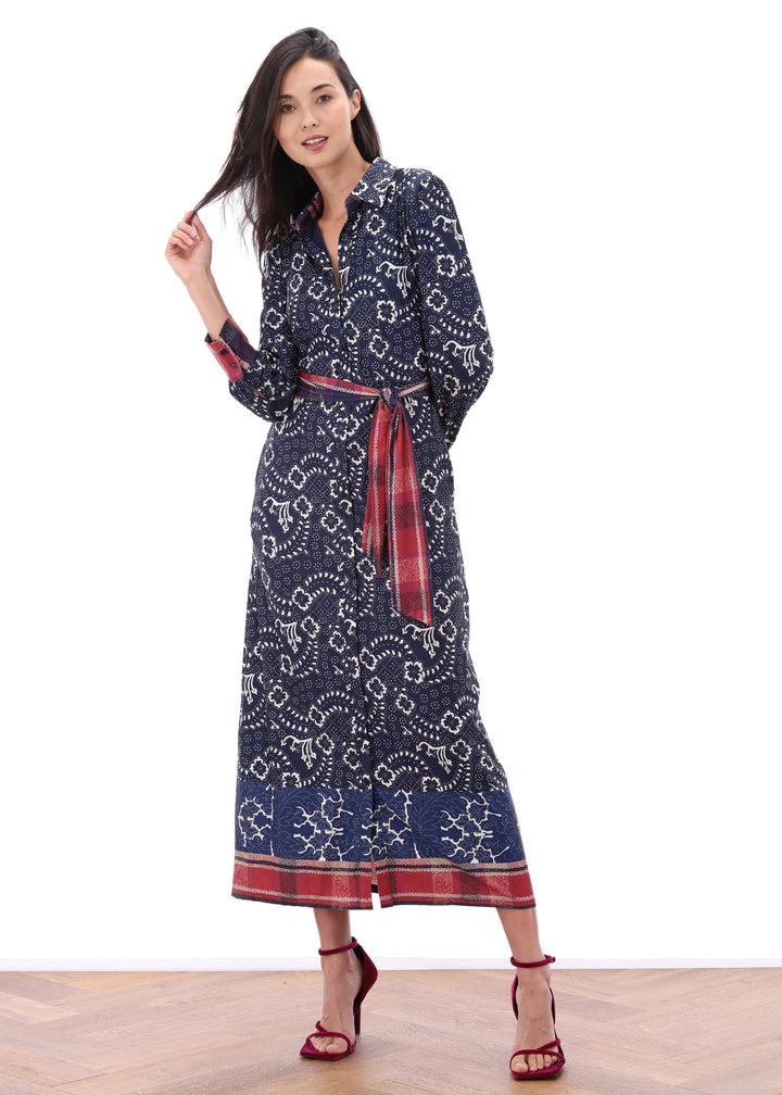 K-design - Maxi dress met print en stoffen riem - What Els!