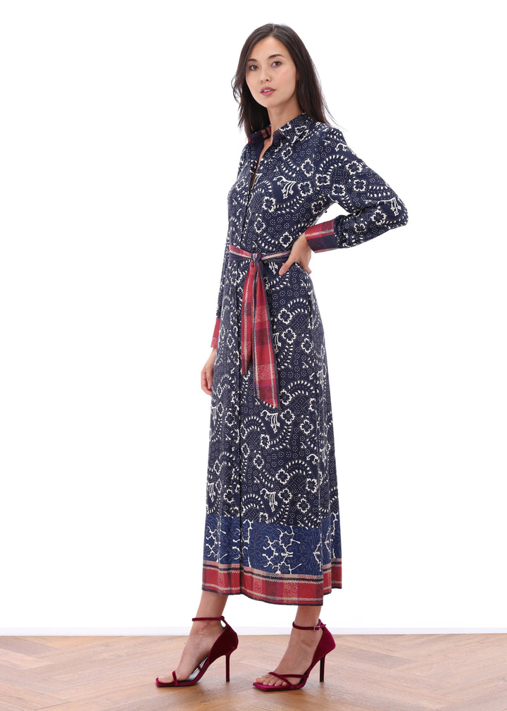 K-design - Maxi dress met print en stoffen riem - What Els!