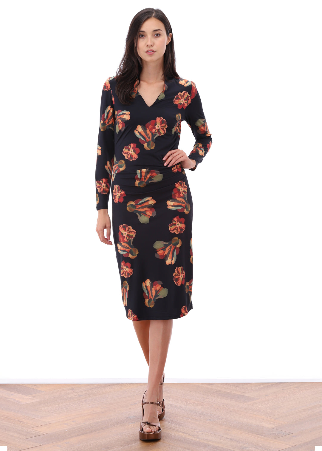 K-design - Midi dress met print en V-hals - What Els!