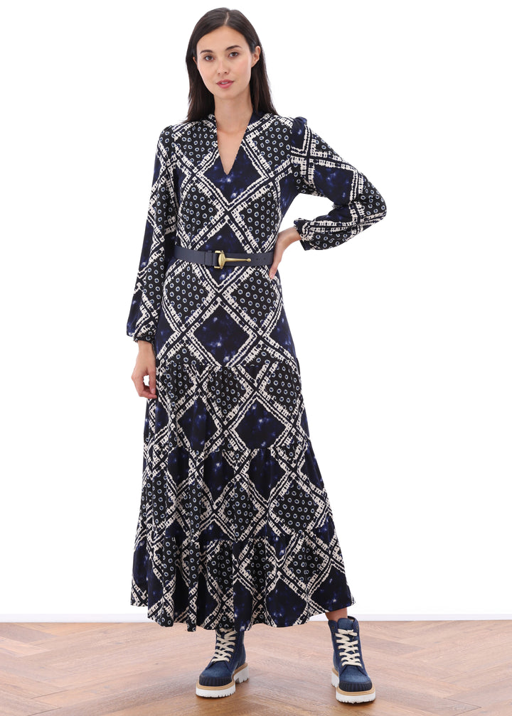 K-design - Maxi dress met print, volants en bijpassende riem - What Els!