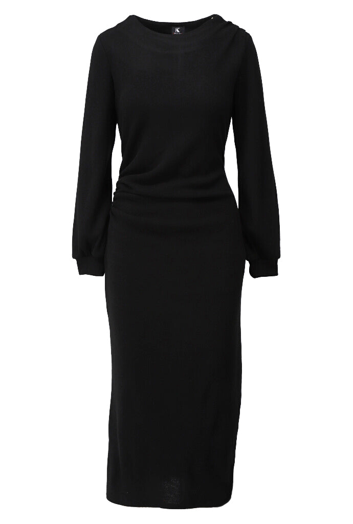 K-design - Effen maxi dress met ronde hals - What Els!