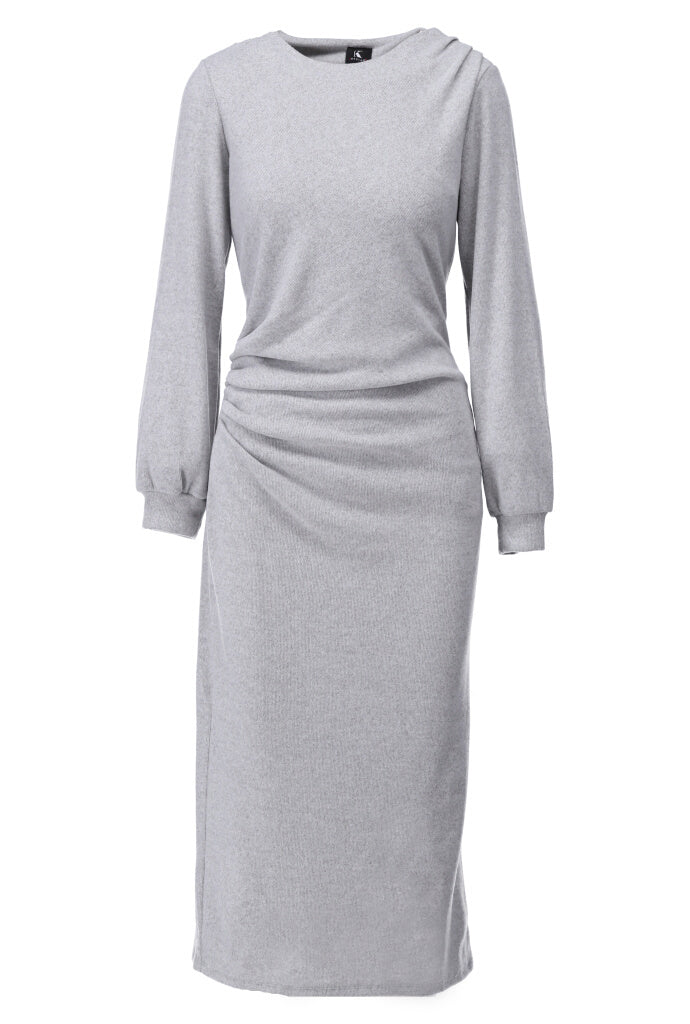 K-design - Effen maxi dress met ronde hals - What Els!