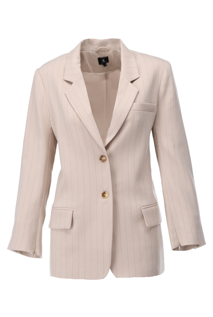 K-design - Blazer met krijtstreep en rits in mouw - What Els!