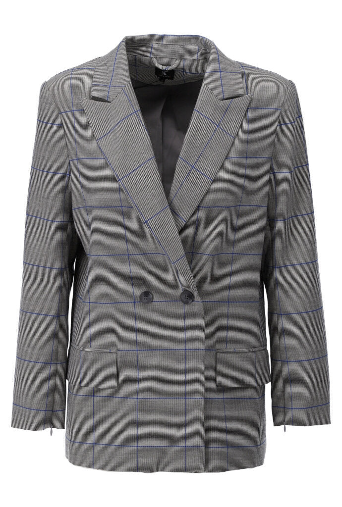 K-design - Blazer met prince de galles ruit en rits in mouw - What Els!