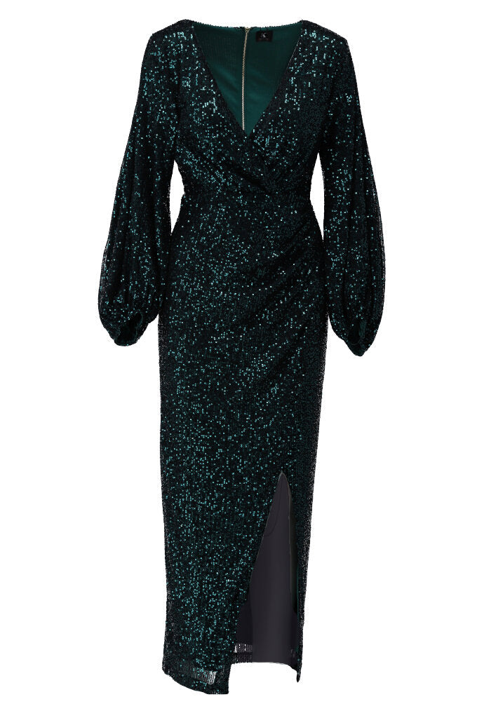 K-design - Maxi dress crossover met lovertjes en split - What Els!