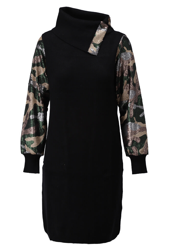K-design - Mini dress met rolkraag en lovertjes - What Els!