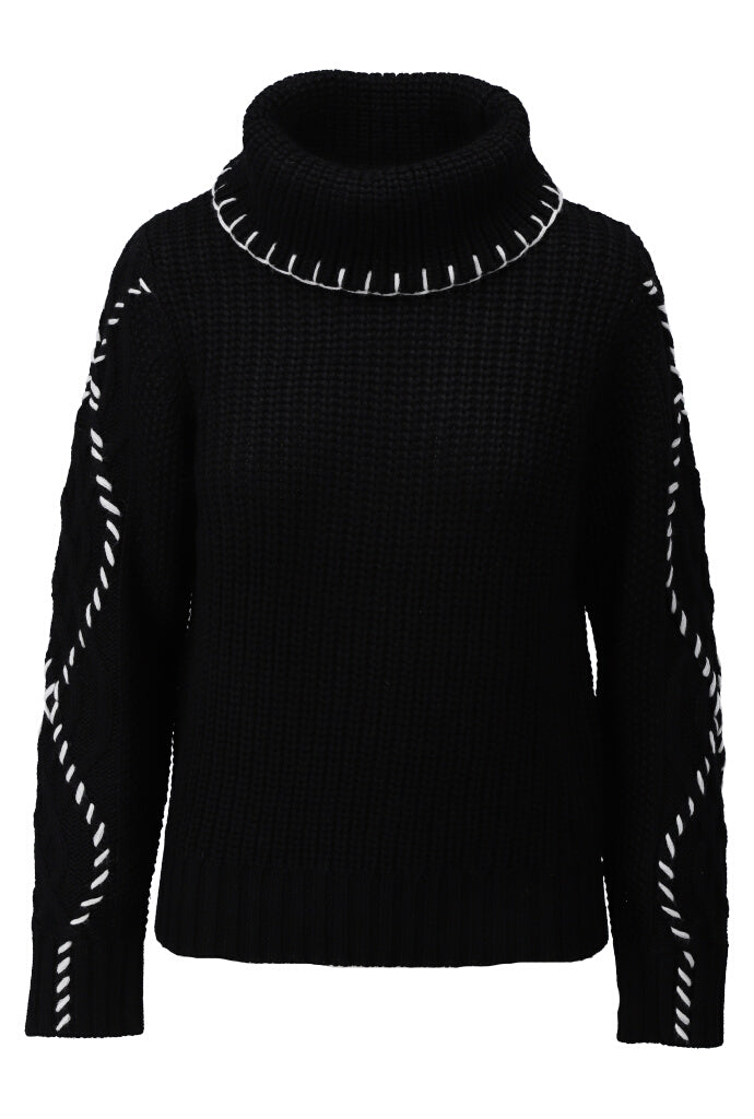 K-design - Pull met rolkraag en contrast details - What Els!