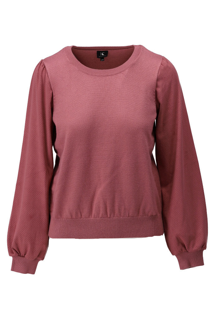 K-design - Pull met ronde hals en vegan daim mouwen - What Els!