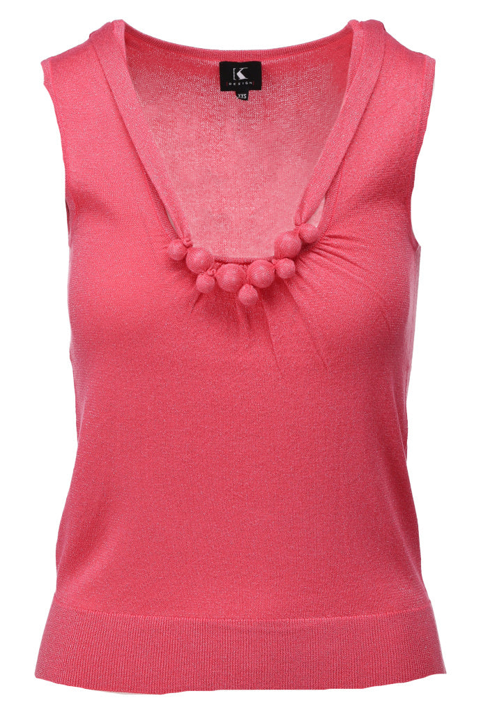 K-design - Top met U-hals en ketting (A823Strawberry lurex) - What Els!
