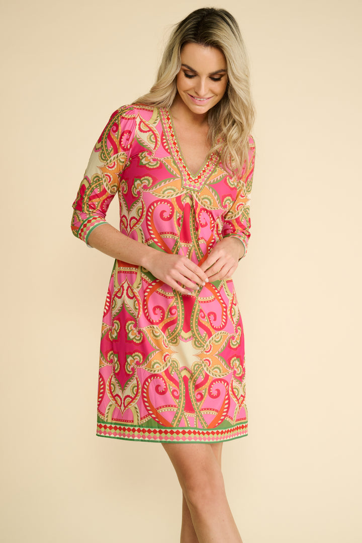 K-design - Mini dress met print en V-hals (A400P961) - What Els!