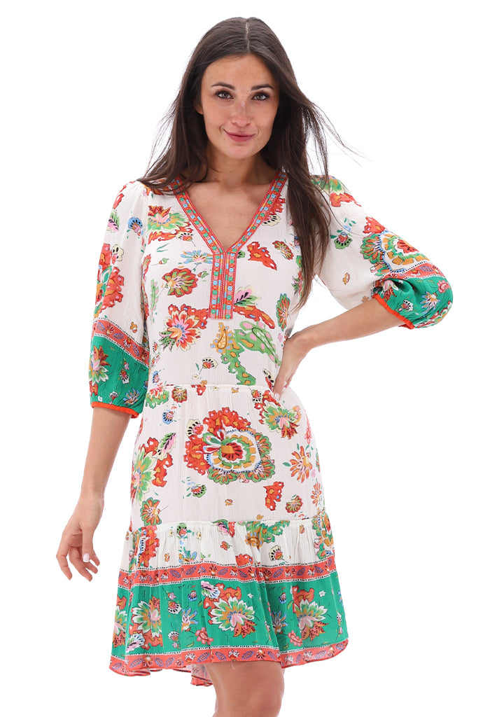 K-design - Jurk met bloemenprint en volants (C151)