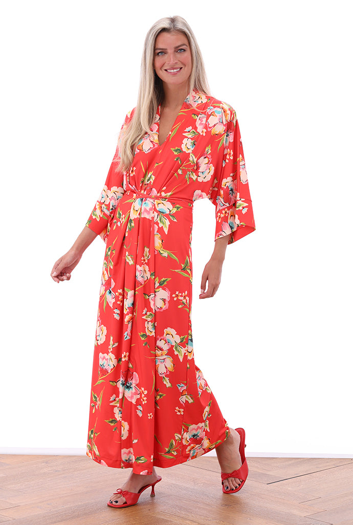 K-design - Maxi jurk met bloemenprint (C201) valt zeer ruim