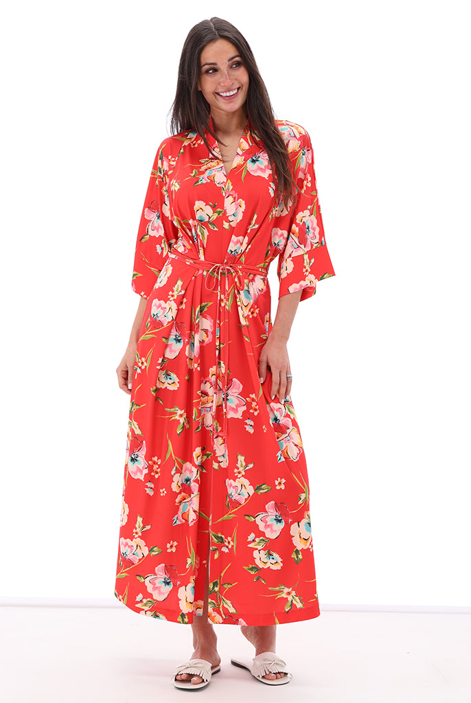 K-design - Maxi jurk met bloemenprint (C201) valt zeer ruim