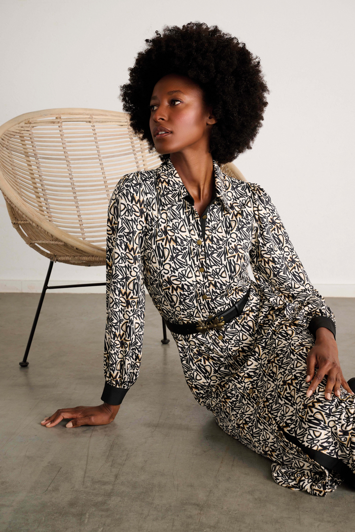 K-design - Maxi dress met tekstprint en bijpassende riem (X131) - What Els!