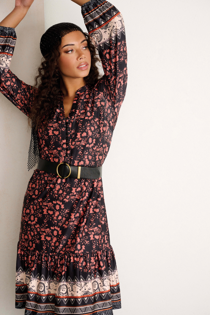 K-design - Mini dress met print en bijpassende riem (X310) - What Els!