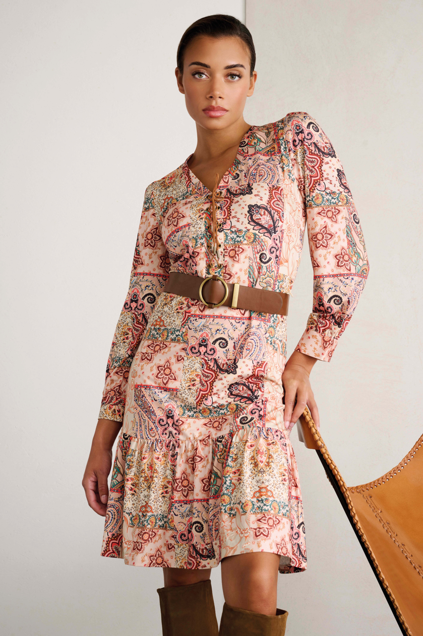 K-design - Mini dress met print en bijpassende riem (X324) - What Els!