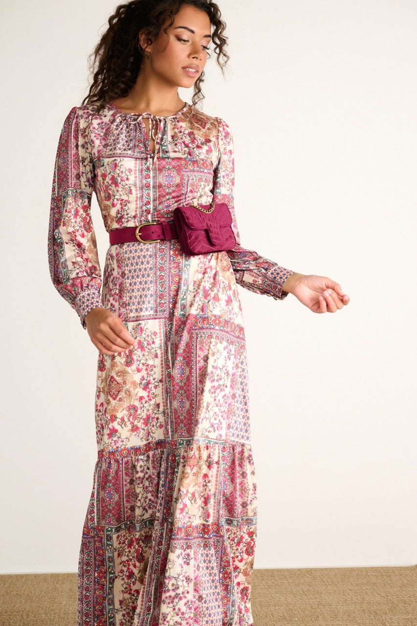 K-design - Maxi dress met print en bijpassende riem met heuptasje (X339) - What Els!