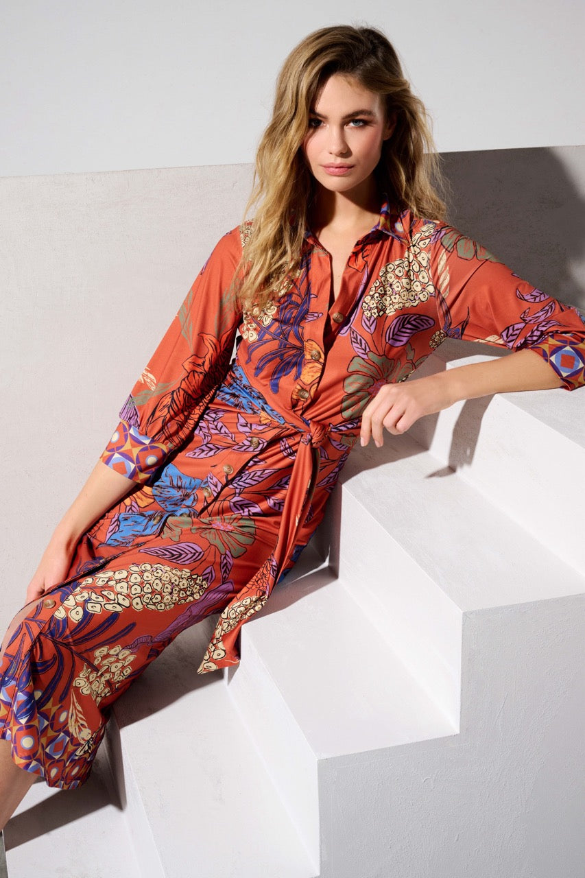 K-design - Maxi dress met print en vaste riem (Y106) - What Els!