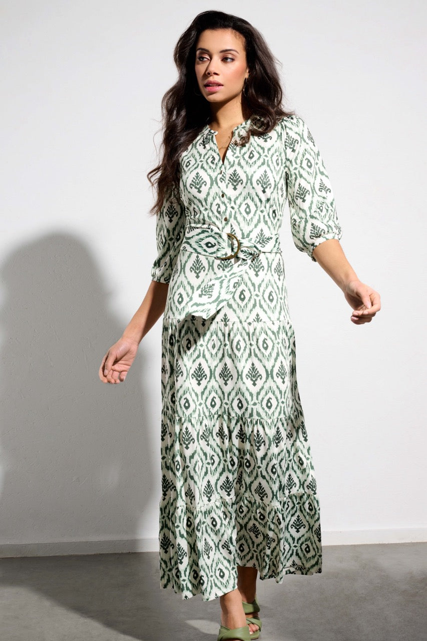 K-design - Maxi dress met boho print en stoffen riem (Y113) - What Els!