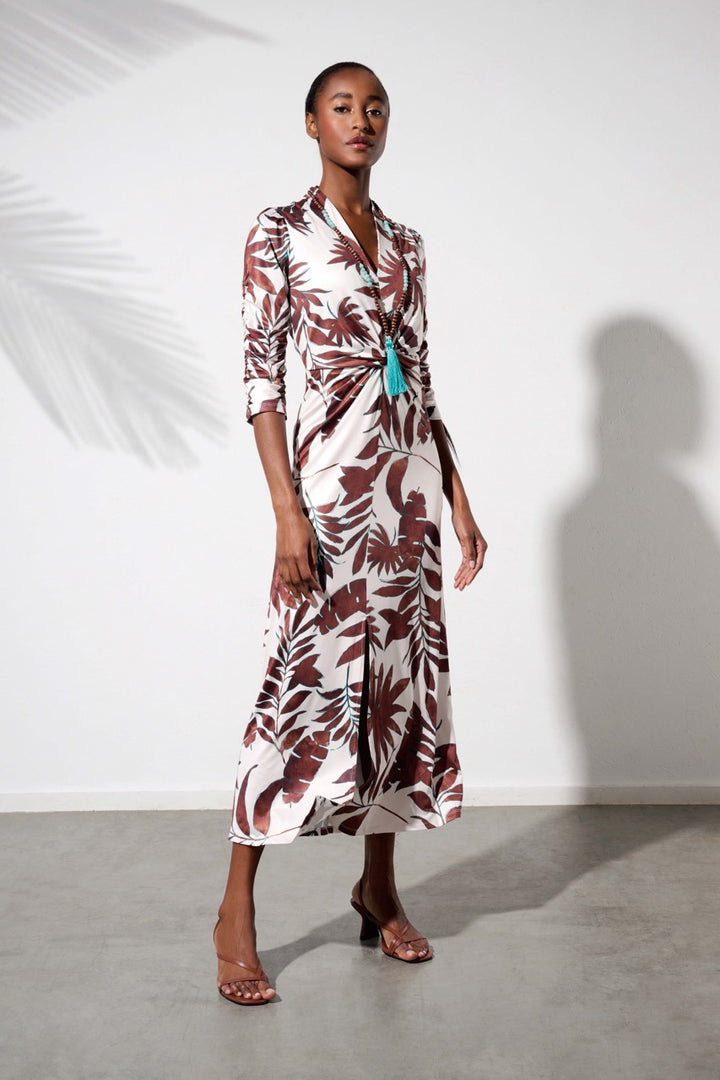 K-design - Maxi dress met V-hals, print en halsketting (Y129) - What Els!