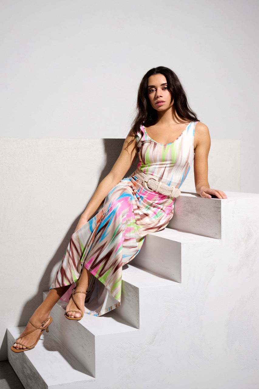 K-design - Maxi dress met print en gevlochten riem (Y208) - What Els!