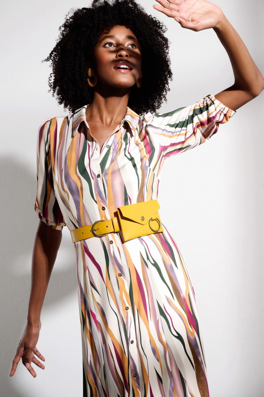 K-design - Maxi dress met print en bijpassende riem met tasje (Y220) - What Els!