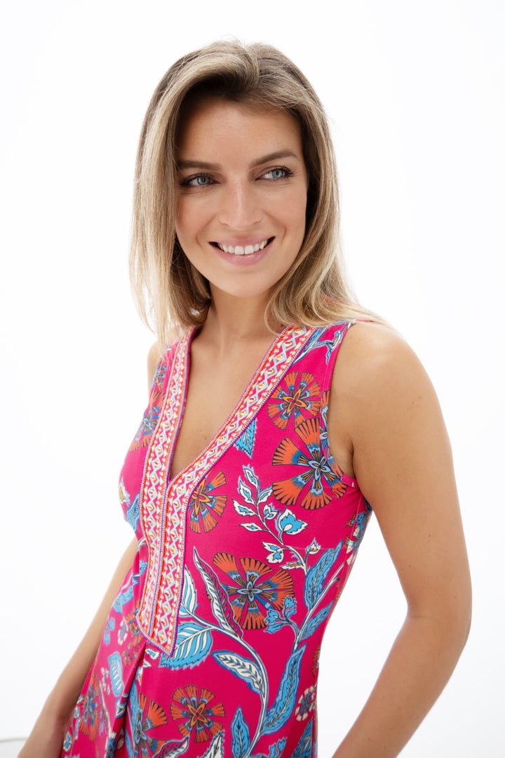 K-design - Mini dress met print, V-hals en kralen (Y257) - What Els!
