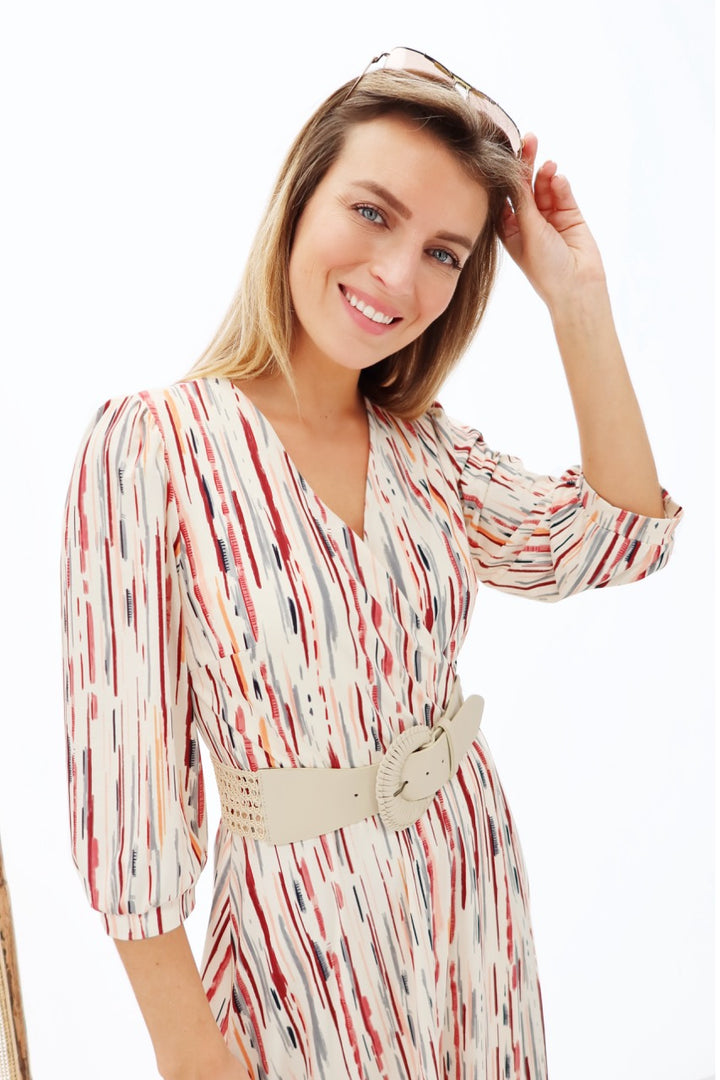 K-design - Maxi dress crossover met print en bijpassende riem (Y311) - What Els!
