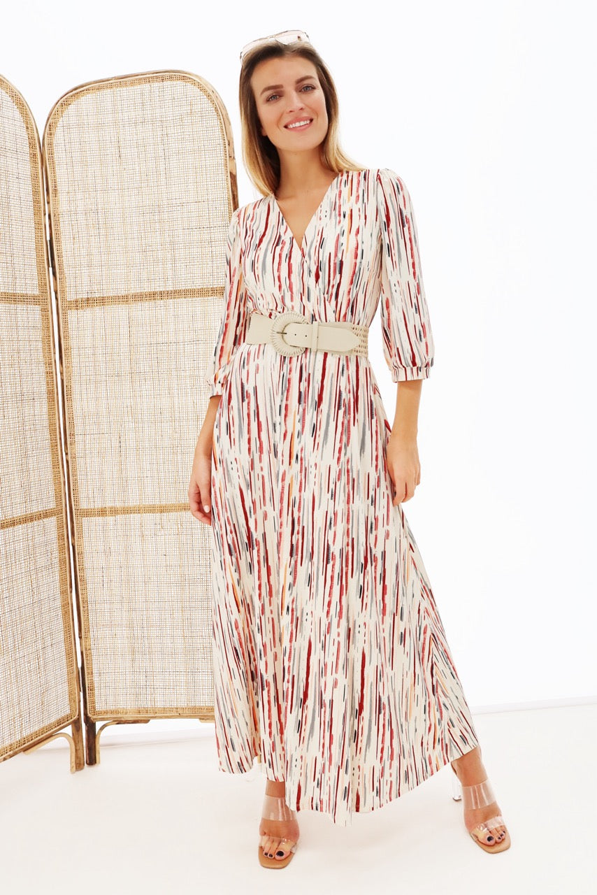 K-design - Maxi dress crossover met print en bijpassende riem (Y311) - What Els!