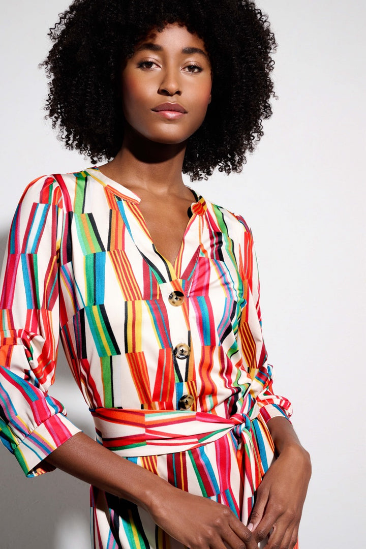 K-design - Mini dress met print, knopen en stoffen riem (Y354) - What Els!