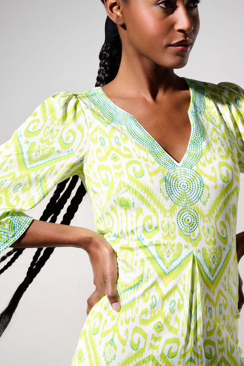 K-design - Mini dress met print en borduursel (Y366) - What Els!