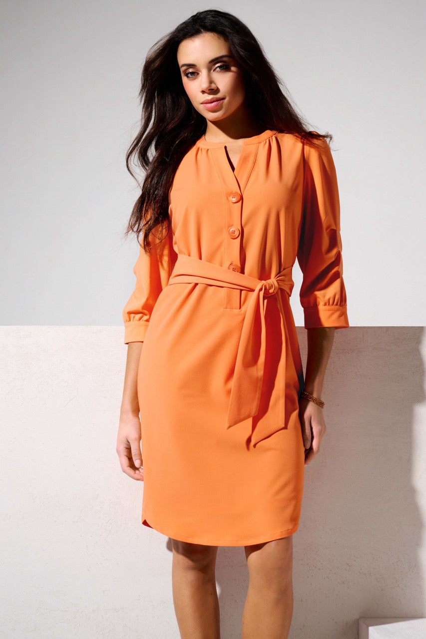 K-design - Mini dress met knopen en stoffen riem (Y660) - What Els!