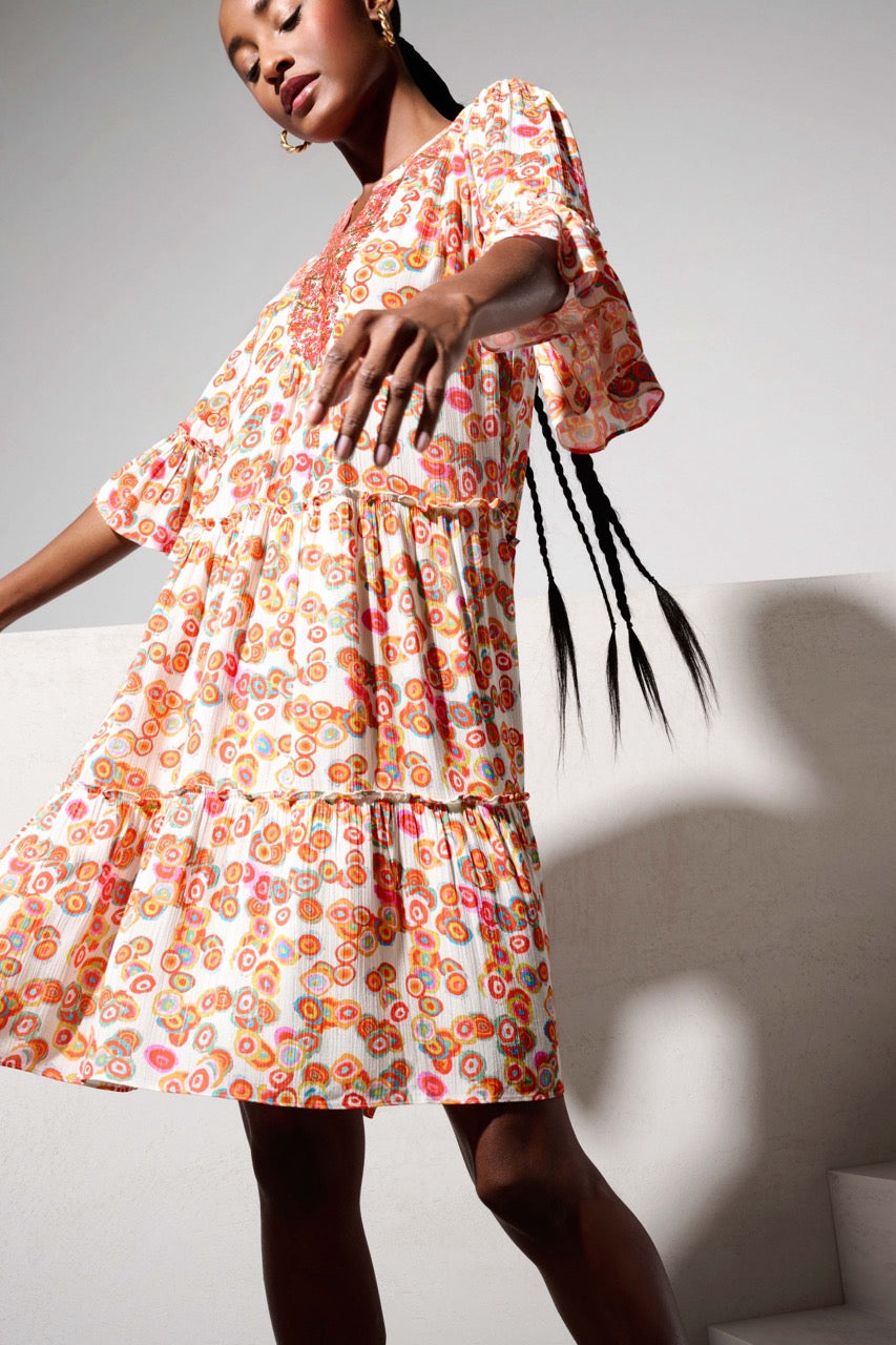 K-design - Mini dress boho en volant (Y703) - What Els!