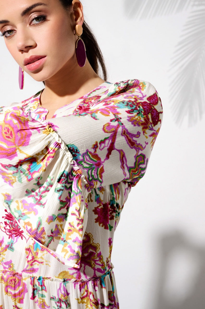 K-design - Maxi dress boho met volant (Y708) - What Els!