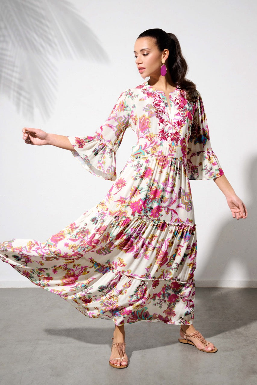 K-design - Maxi dress boho met volant (Y708) - What Els!