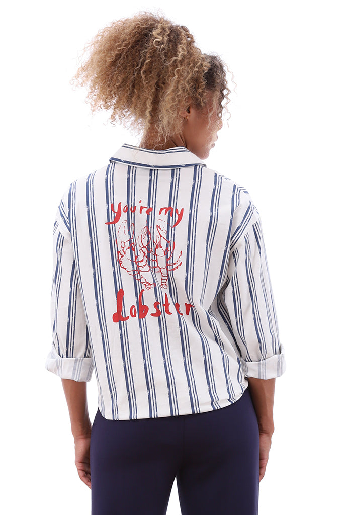 You're my lobster - Blouse met strepen & kreeft (C700L)