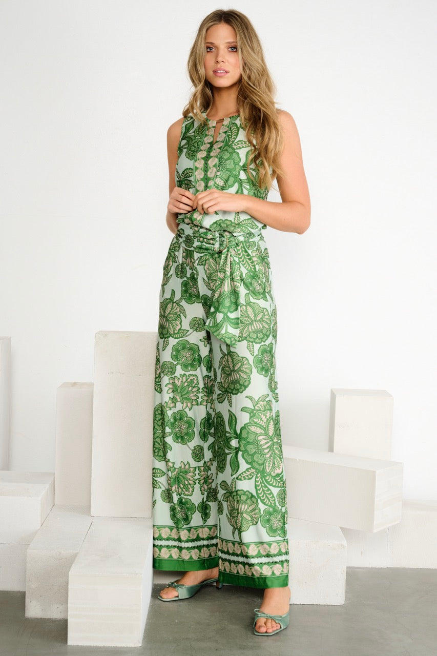 K-design - Jumpsuit met print en stoffen riem (A118P918) - What Els!