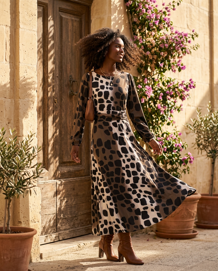 K-design — Maxi jurk met dierenprint — lifestyle